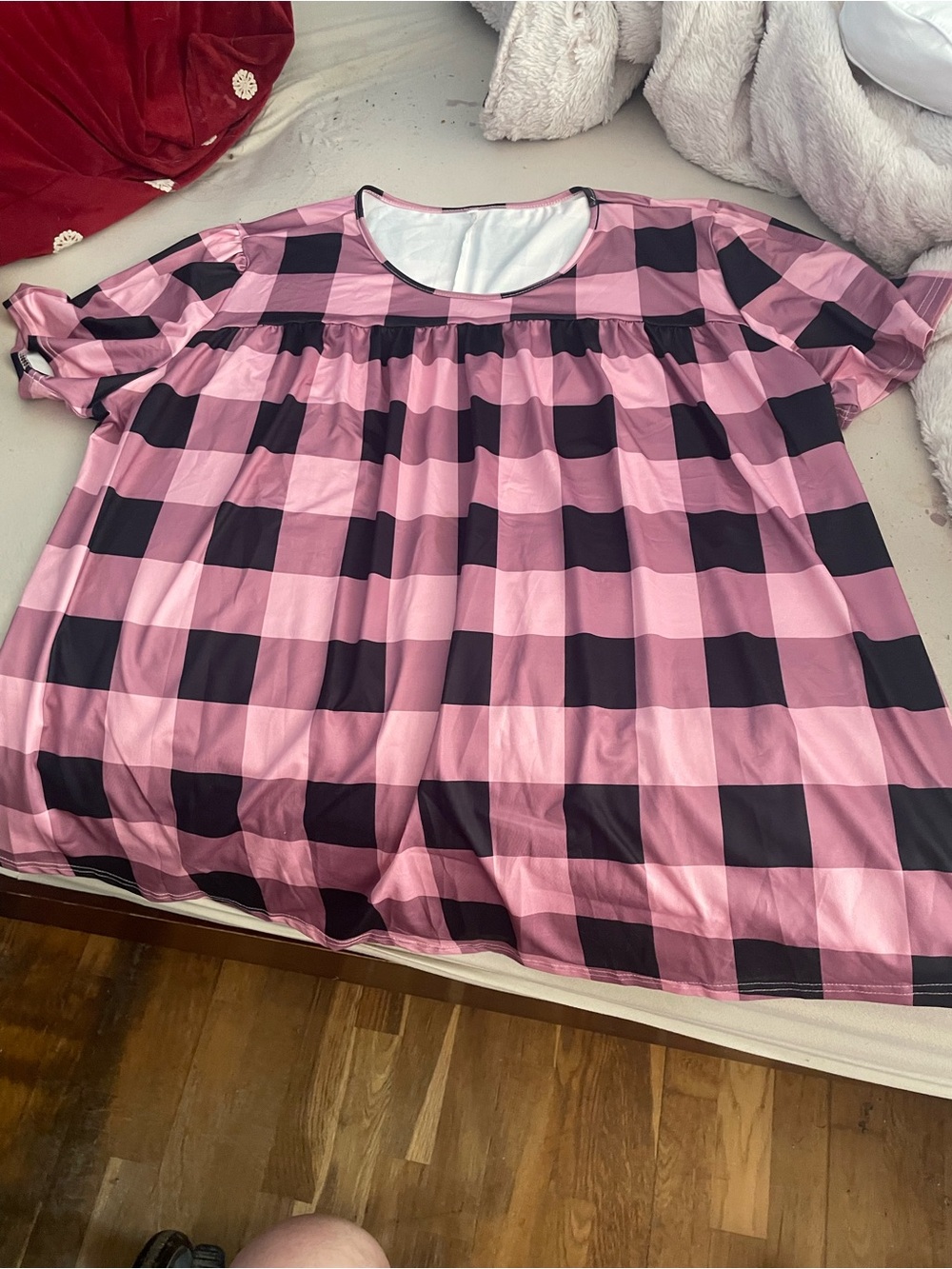 Pink & Black Buffalo Plaid Top